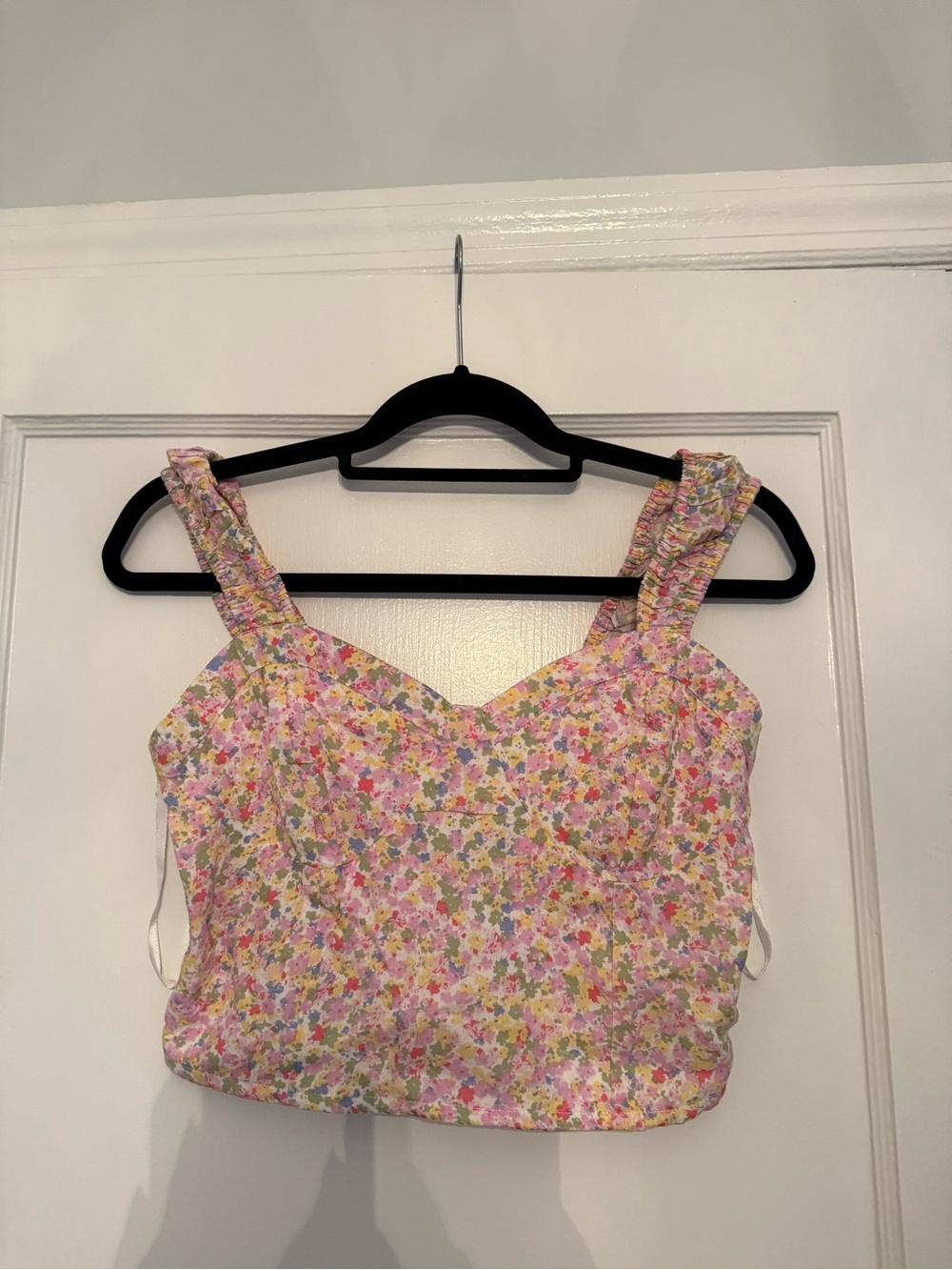 Floral Sweetheart Neckline Crop Top - Pink Multi